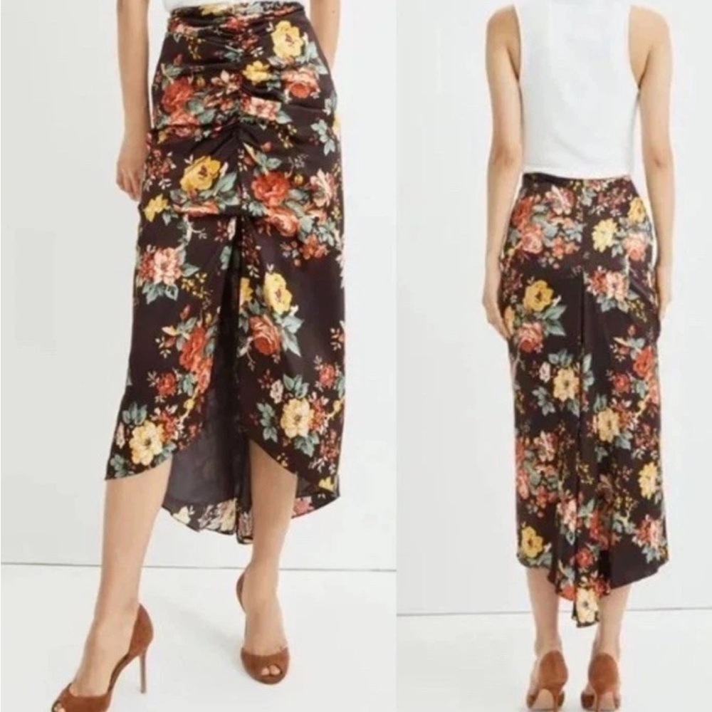 Veronica Beard Pixie Floral Silk Midi Skirt Size 10 Oxblood NWT MSRP $548